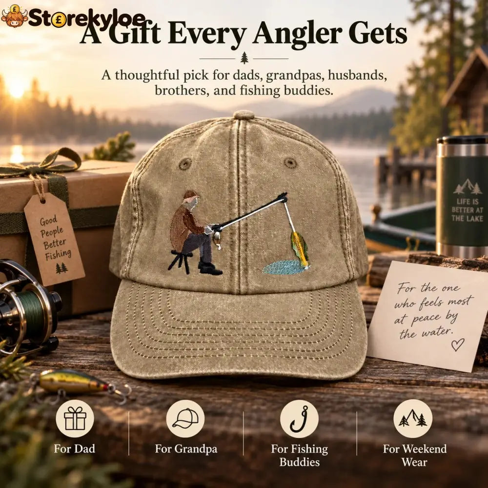 🏆Early Holiday Sale 49% OFF🎣 Catch of the Day Interactive Fishing Cap – Vintage Washed Moving Fish Hat - fish