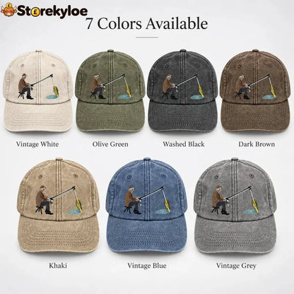 🏆Early Holiday Sale 49% OFF🎣 Catch of the Day Interactive Fishing Cap – Vintage Washed Moving Fish Hat - fish