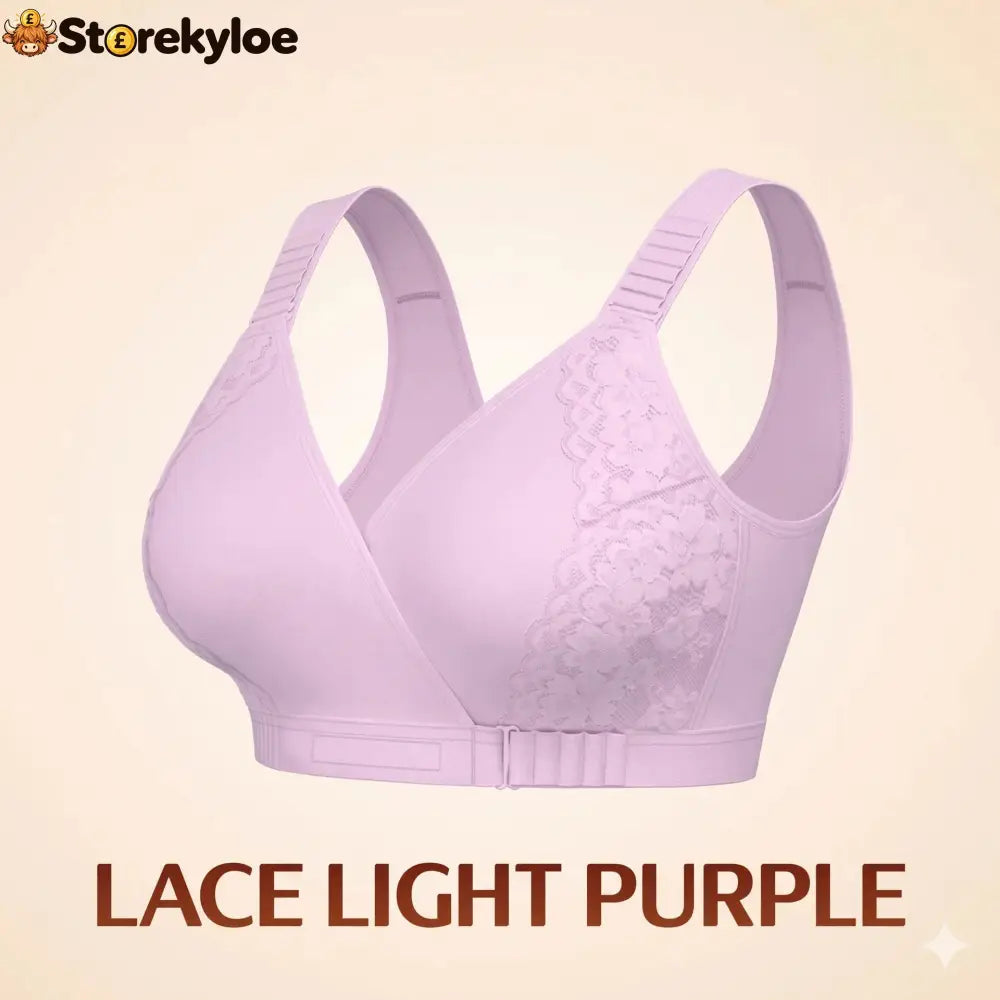 EaseWrap™ Front-Closure Wireless Comfort Bra – Adjustable Straps & Gentle Support - LACE LIGHT PURPLE / A