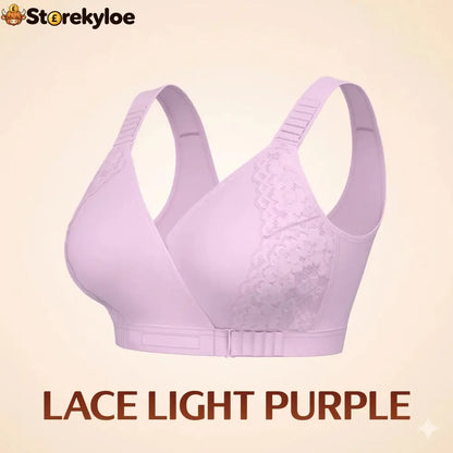 EaseWrap™ Front-Closure Wireless Comfort Bra – Adjustable Straps & Gentle Support - LACE LIGHT PURPLE / A