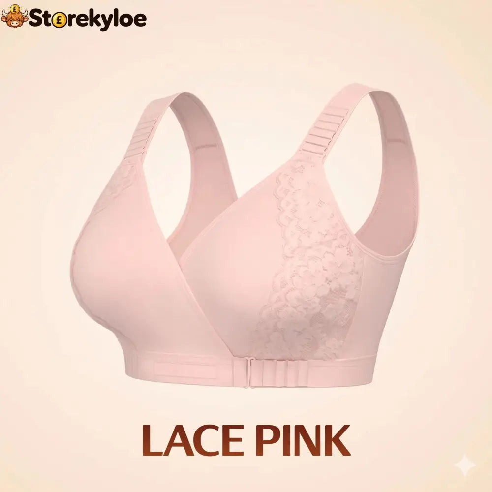 EaseWrap™ Front-Closure Wireless Comfort Bra – Adjustable Straps & Gentle Support - LACE PINK / A