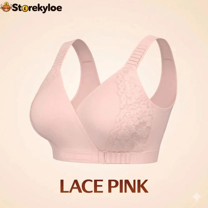 EaseWrap™ Front-Closure Wireless Comfort Bra – Adjustable Straps & Gentle Support - LACE PINK / A