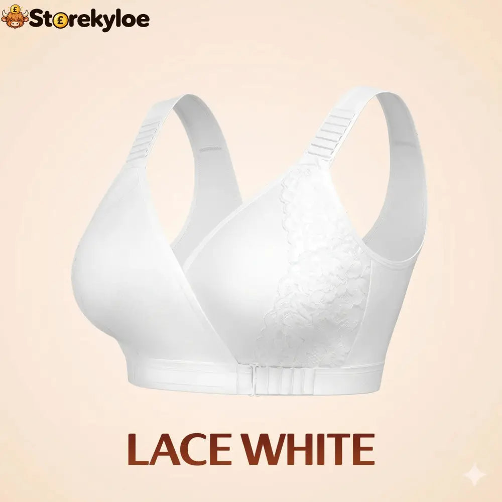 EaseWrap™ Front-Closure Wireless Comfort Bra – Adjustable Straps & Gentle Support - LACE WHITE / A