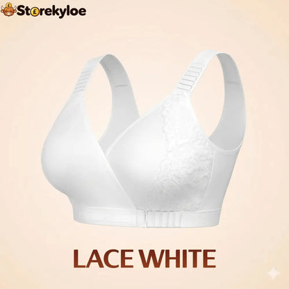 EaseWrap™ Front-Closure Wireless Comfort Bra – Adjustable Straps & Gentle Support - LACE WHITE / A