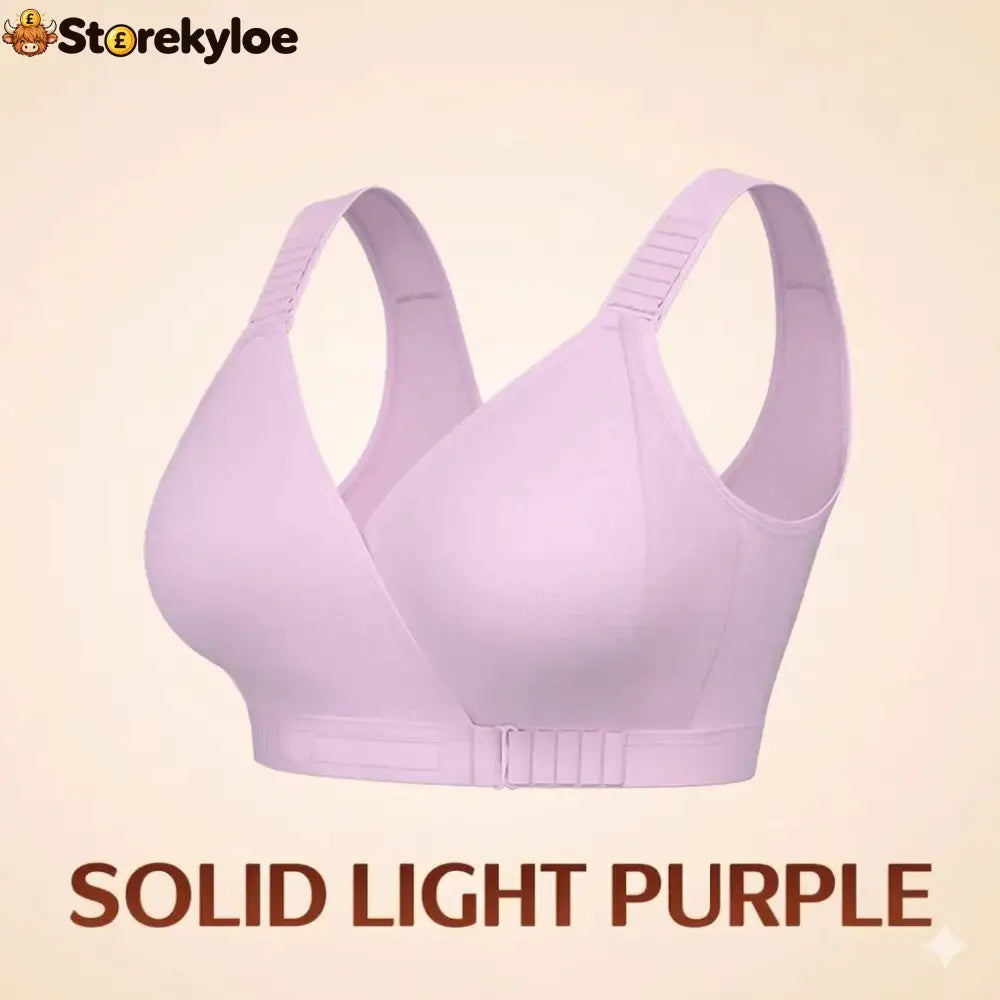 EaseWrap™ Front-Closure Wireless Comfort Bra – Adjustable Straps & Gentle Support - SOLID LIGHT PURPLE / A
