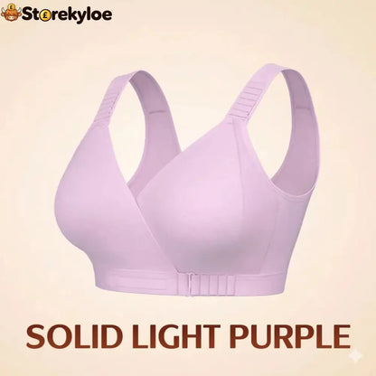 EaseWrap™ Front-Closure Wireless Comfort Bra – Adjustable Straps & Gentle Support - SOLID LIGHT PURPLE / A