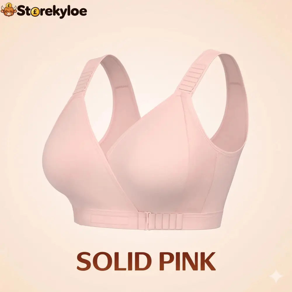 EaseWrap™ Front-Closure Wireless Comfort Bra – Adjustable Straps & Gentle Support - SOLID PINK / A