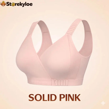 EaseWrap™ Front-Closure Wireless Comfort Bra – Adjustable Straps & Gentle Support - SOLID PINK / A