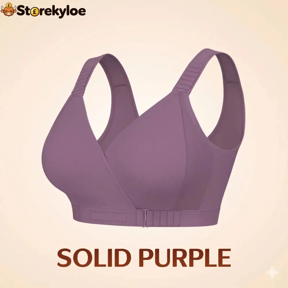 EaseWrap™ Front-Closure Wireless Comfort Bra – Adjustable Straps & Gentle Support - SOLID PURPLE / A