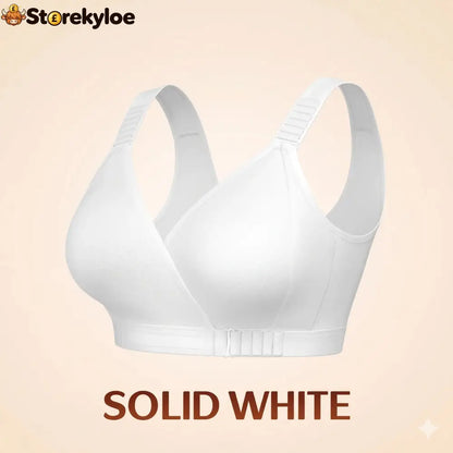 EaseWrap™ Front-Closure Wireless Comfort Bra – Adjustable Straps & Gentle Support - SOLID WHITE / A