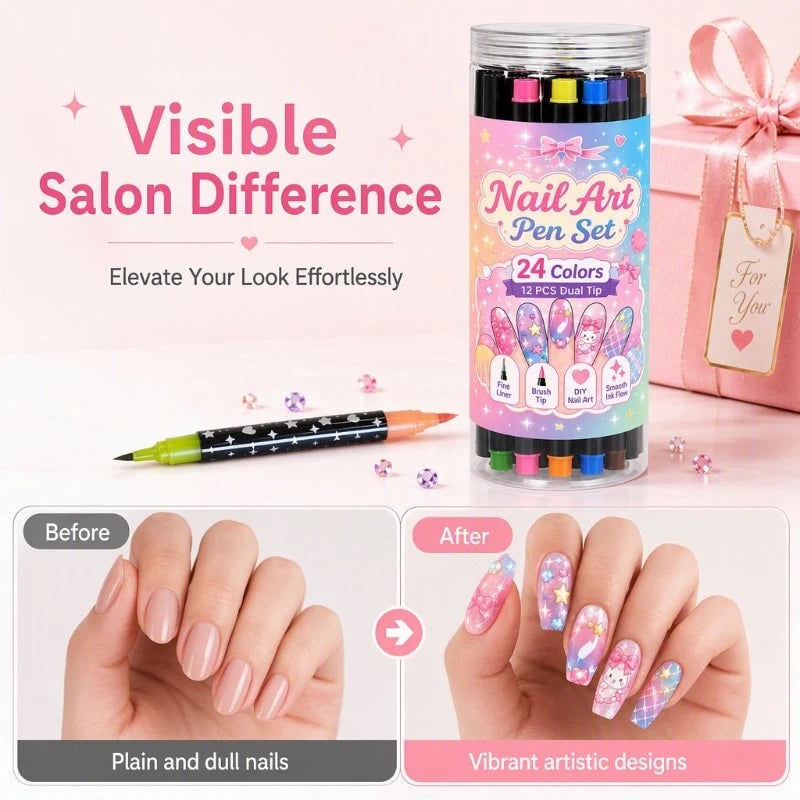 📢📢48% OFF !!⏰24 Colors Dual Ended Nail Art Pens Set🪄🎨