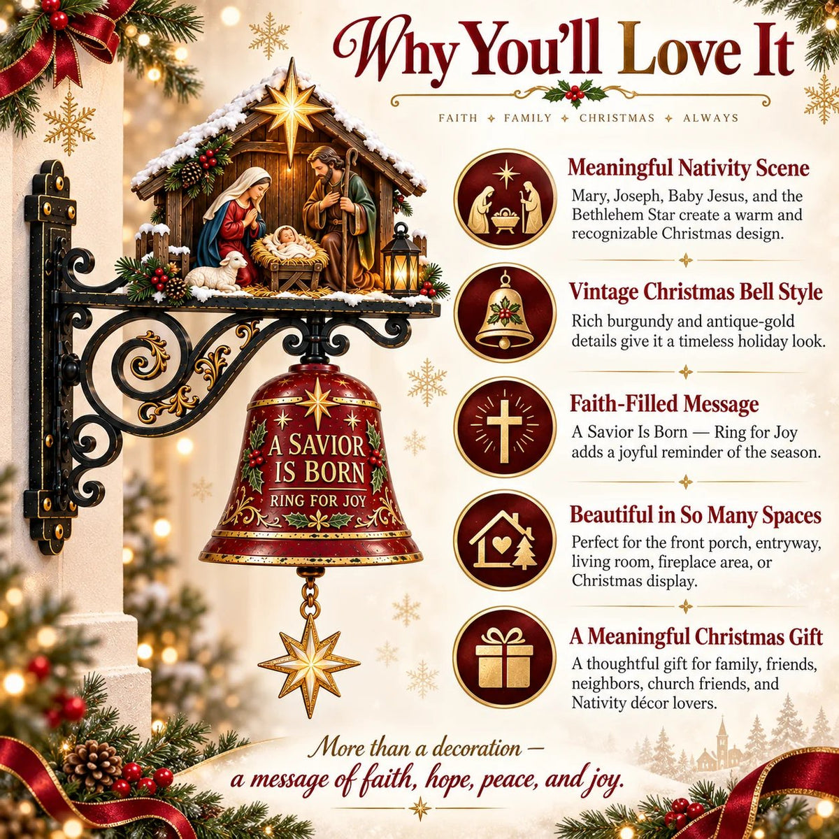✨ Jesus Nativity Christmas Door Bell - Welcome Christmas With The Story Of Jesus
