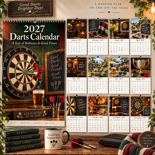 📅 2027 Darts Calendar - A4 Hanging Calendar