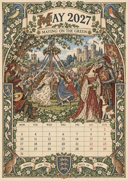 🏰 A Year of Knightly Tales – 2027 Medieval-Inspired British Wall Calendar