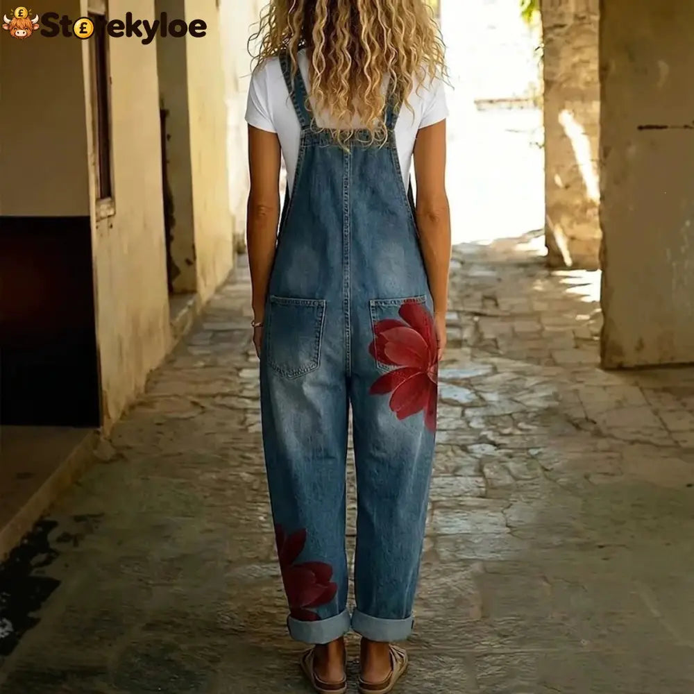 Effortless Boho Floral Denim Overalls for Women