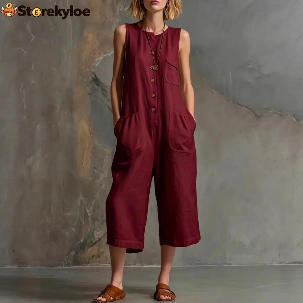 Effortless Linen Sleeveless Wide-Leg Jumpsuit