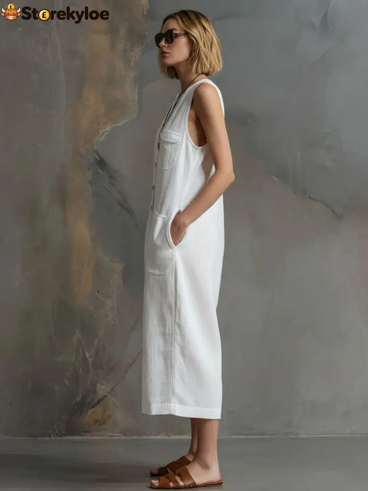 Effortless Linen Sleeveless Wide-Leg Jumpsuit