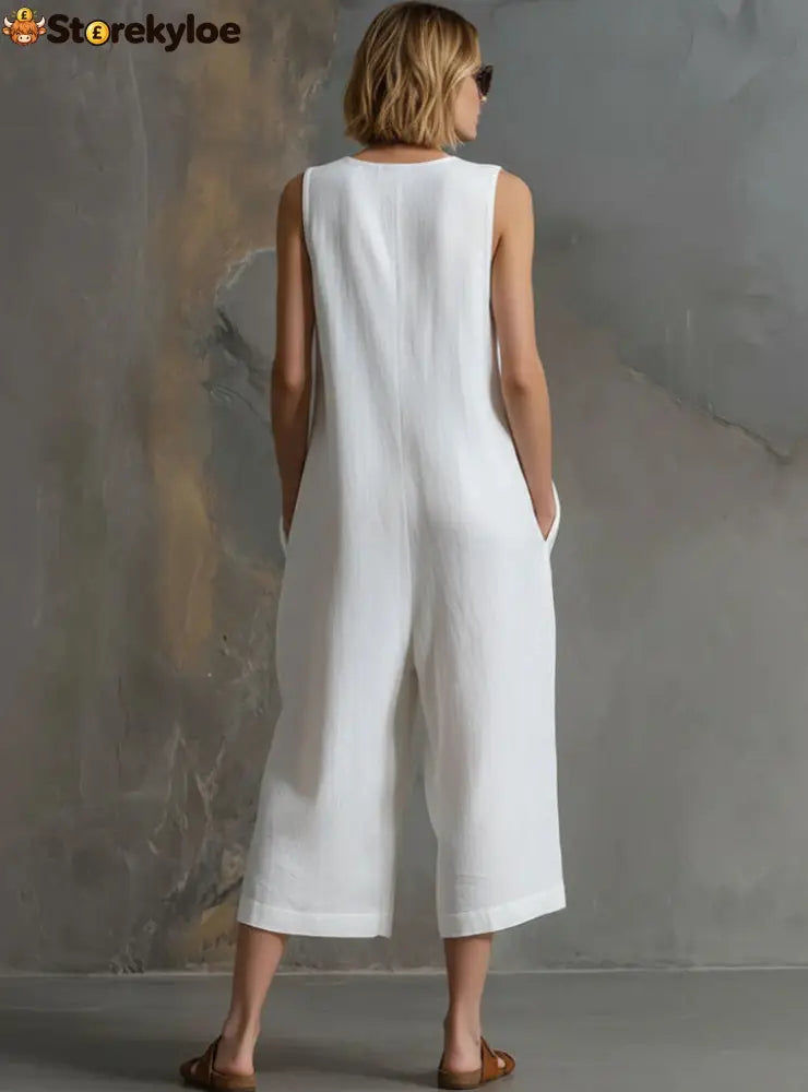 Effortless Linen Sleeveless Wide-Leg Jumpsuit