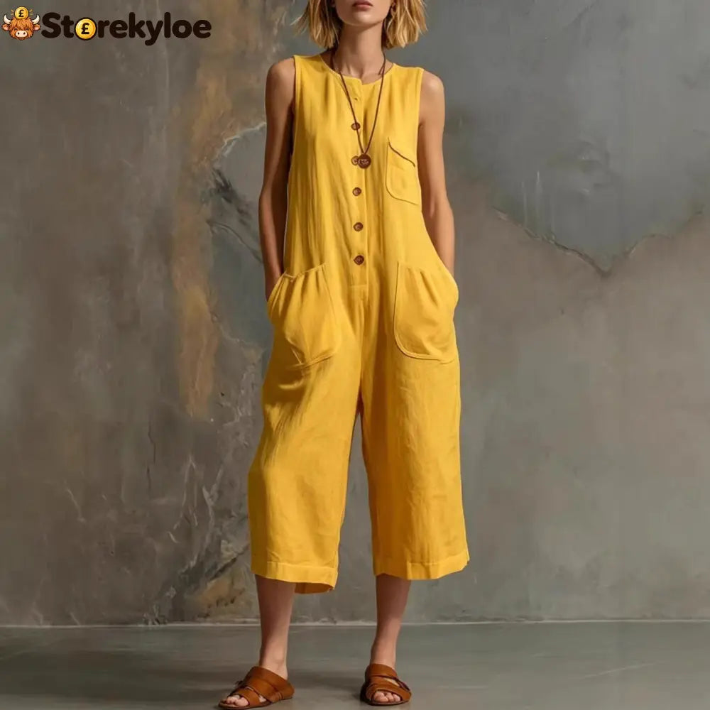 Effortless Linen Sleeveless Wide-Leg Jumpsuit