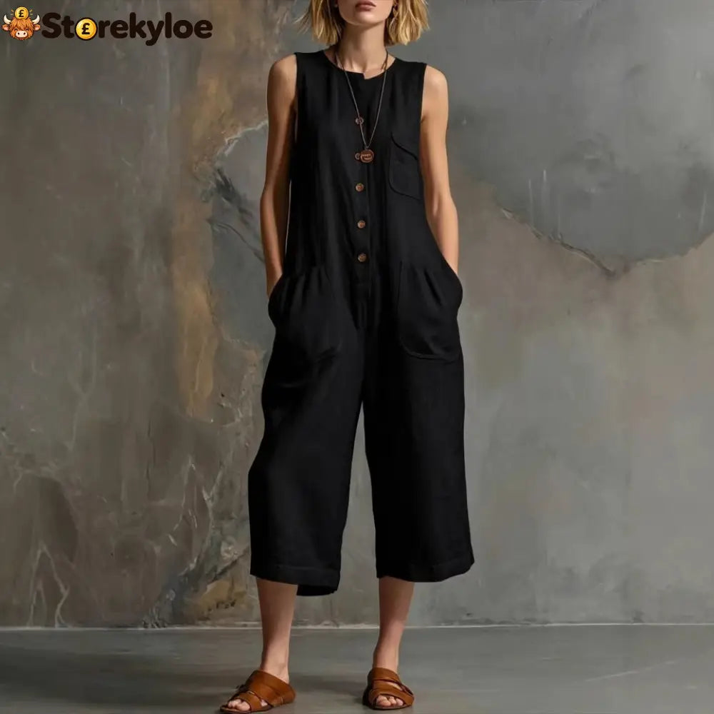 Effortless Linen Sleeveless Wide-Leg Jumpsuit