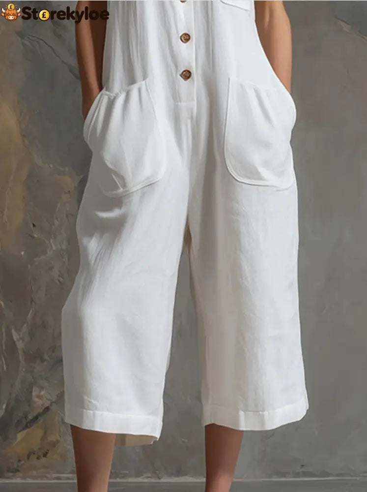 Effortless Linen Sleeveless Wide-Leg Jumpsuit