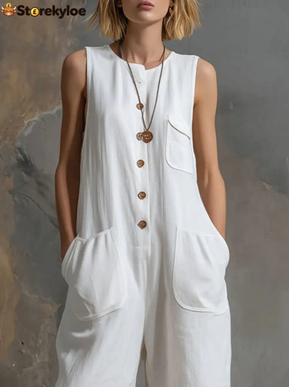Effortless Linen Sleeveless Wide-Leg Jumpsuit
