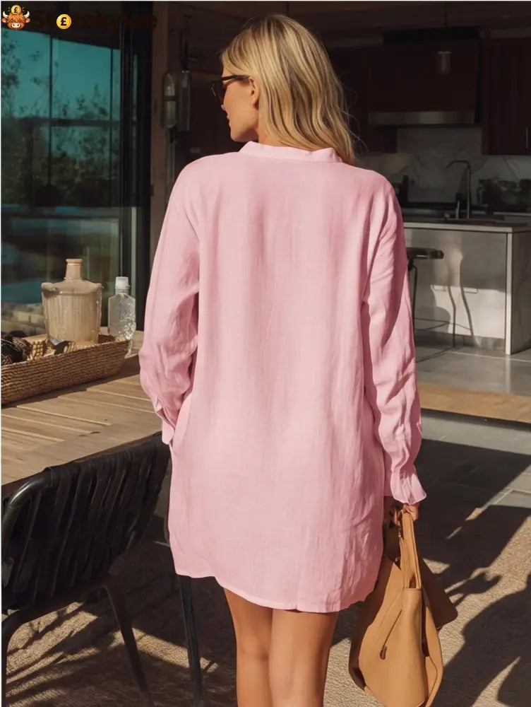 Effortless Long-Sleeve Linen Tunic Dress
