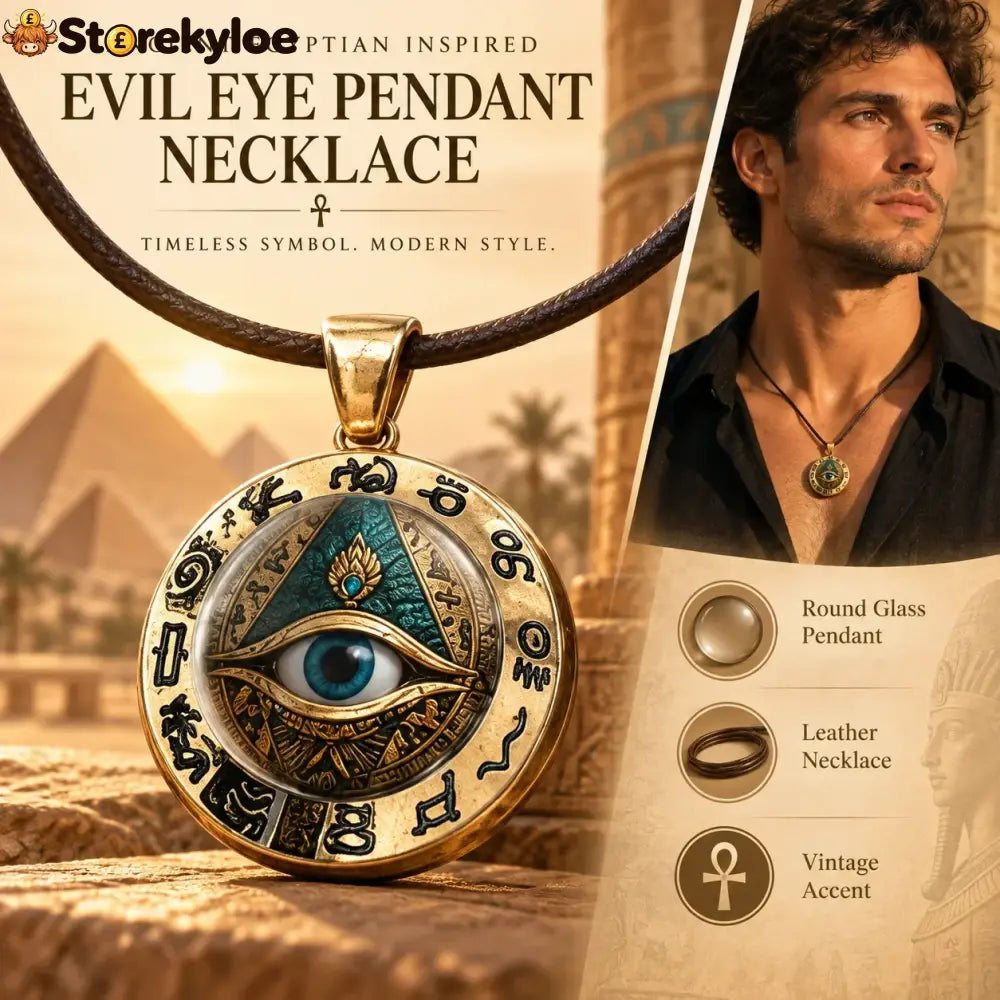 Egyptian Eye Round Glass Pendant Necklace