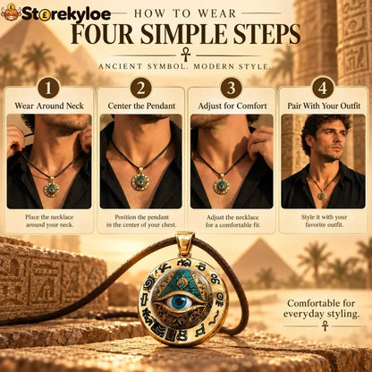 Egyptian Eye Round Glass Pendant Necklace
