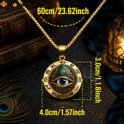 Egyptian Eye Round Glass Pendant Necklace