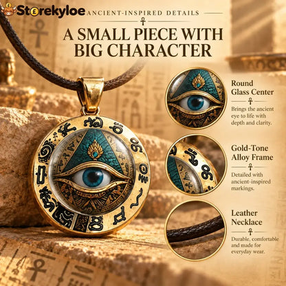 Egyptian Eye Round Glass Pendant Necklace