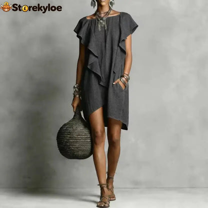 Elegant And Romantic Contrasting Color Ruffle Dress