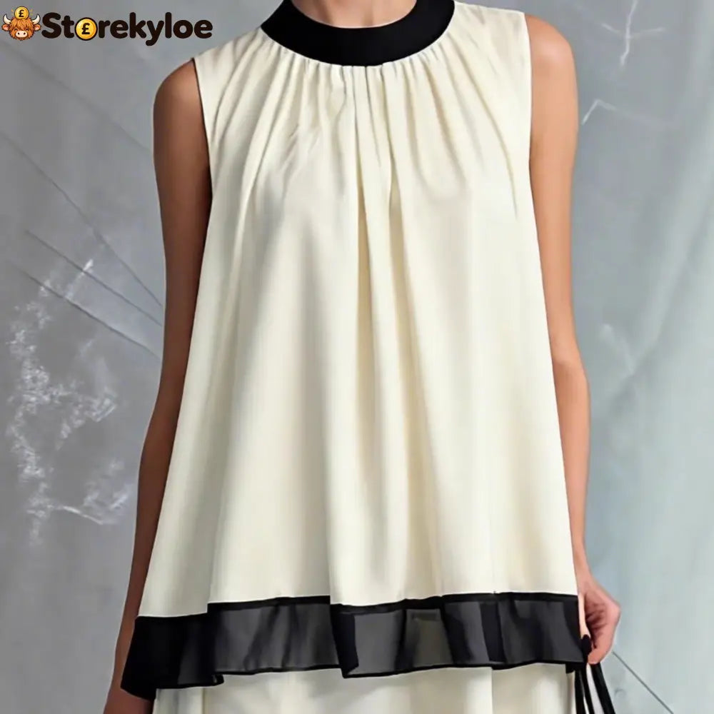 Elegant Black & White Tiered Two-Piece Maxi Set