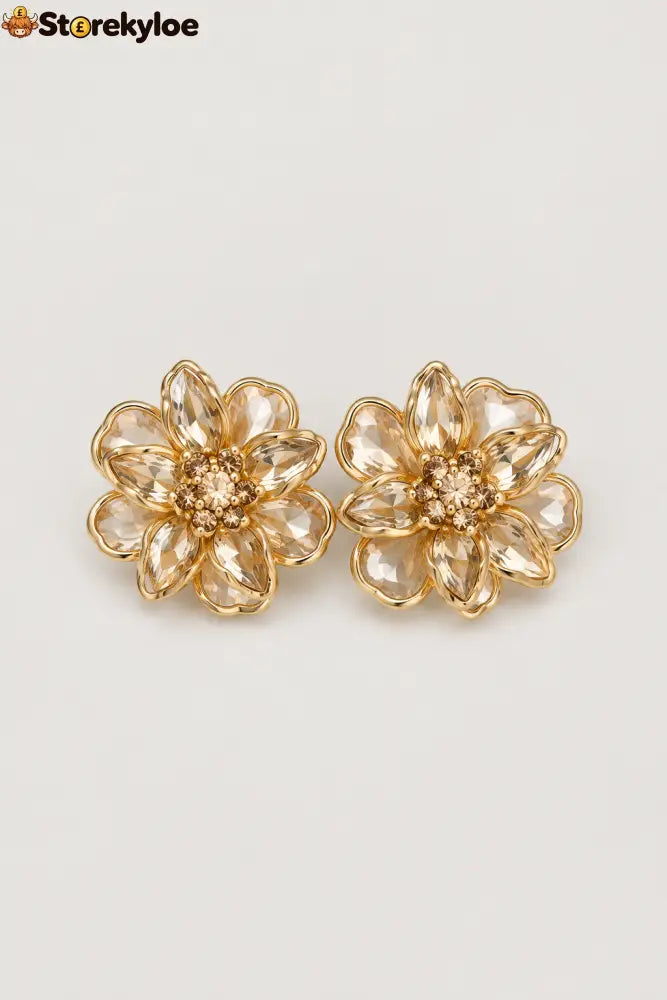 Elegant Crystal Flower Cufflinks – A Refined Touch For Shirts Blouses & Special Occasions - Transparant