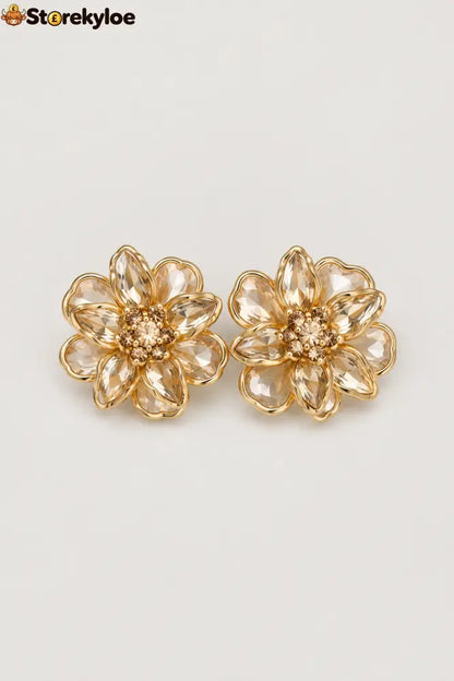 Elegant Crystal Flower Cufflinks – A Refined Touch For Shirts Blouses & Special Occasions - Transparant