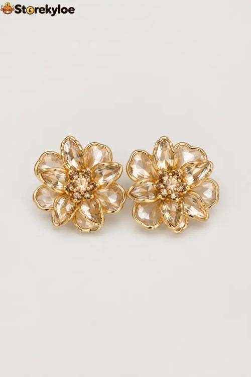 Elegant Crystal Flower Cufflinks – A Refined Touch For Shirts Blouses & Special Occasions - Transparant