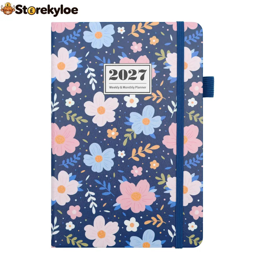 🌸📖 Elegant Floral 2027 Weekly Planner – A5 Organizer with Monthly Index Tabs & 100g Paper - Blue Night Flower - Hot Sale