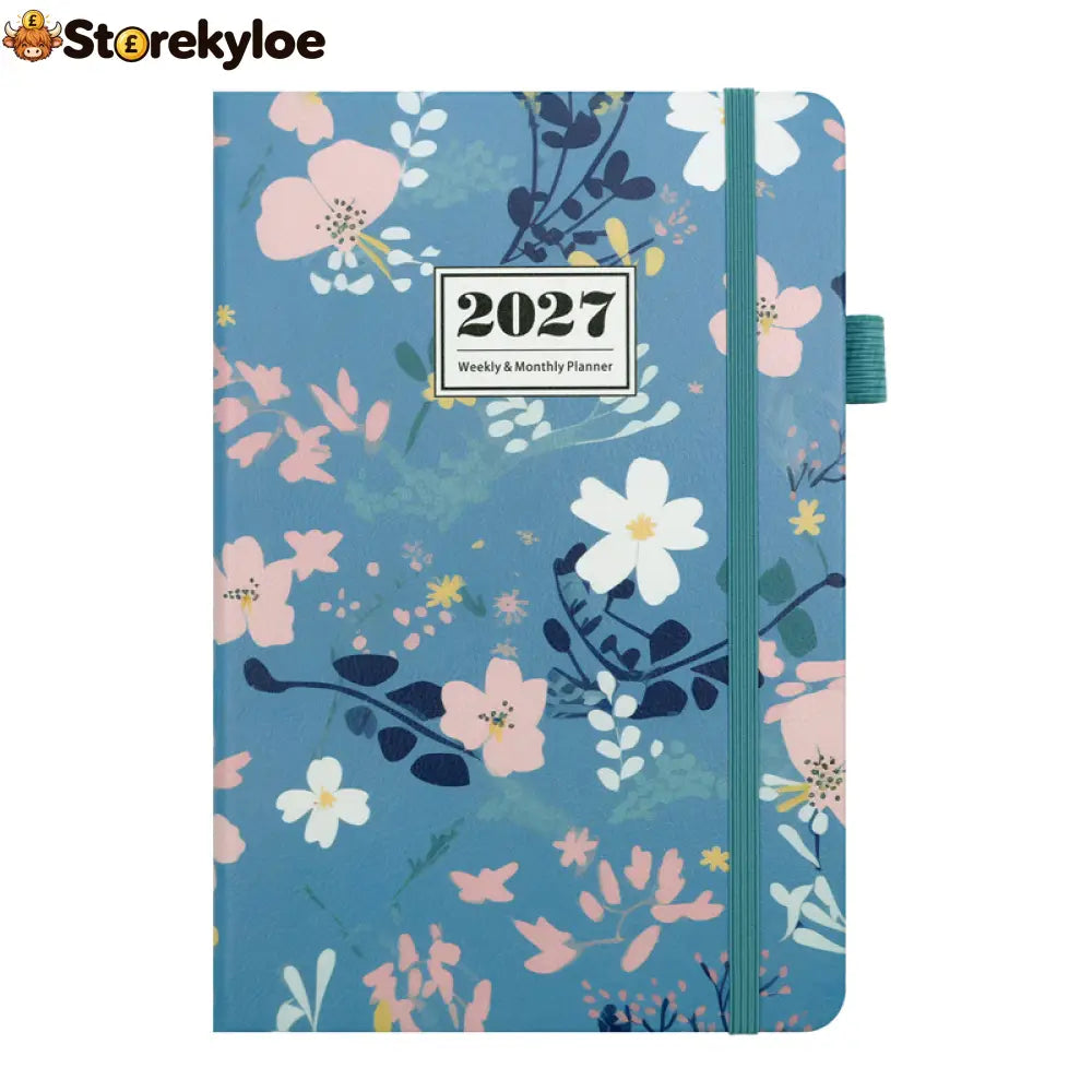 🌸📖 Elegant Floral 2027 Weekly Planner – A5 Organizer with Monthly Index Tabs & 100g Paper - Fog Blue Flower - Hot Sale