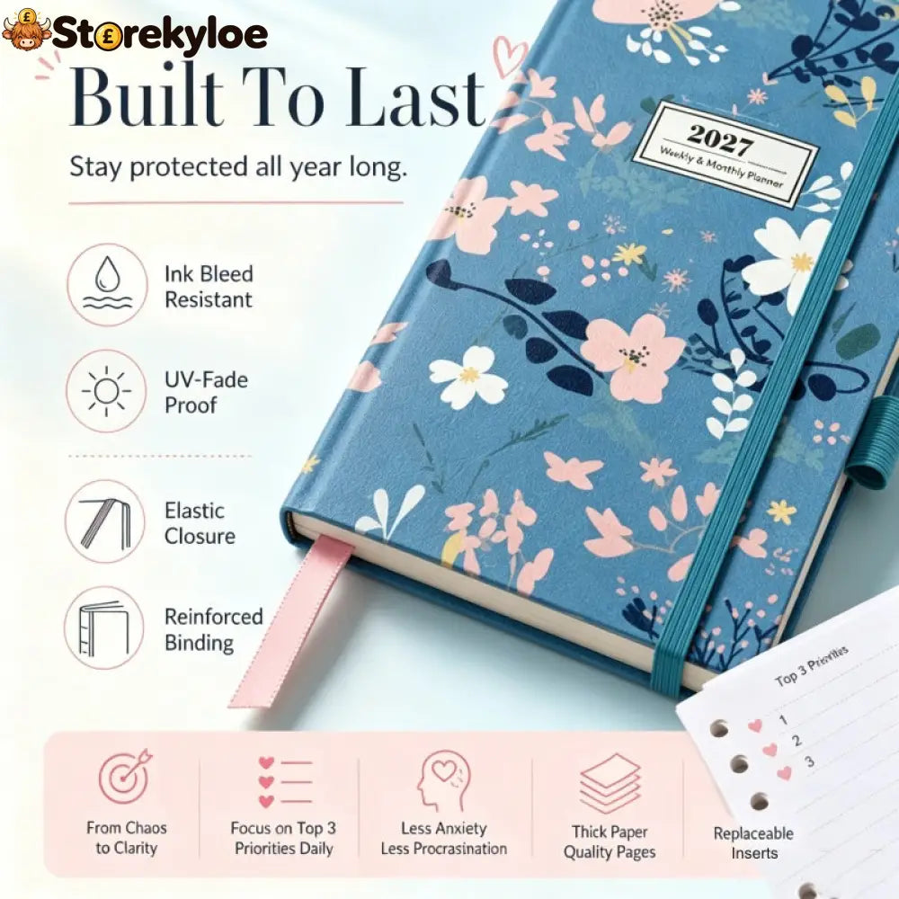 🌸📖 Elegant Floral 2027 Weekly Planner – A5 Organizer with Monthly Index Tabs & 100g Paper - Hot Sale
