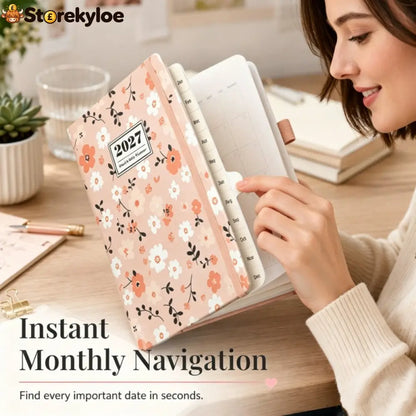 🌸📖 Elegant Floral 2027 Weekly Planner – A5 Organizer with Monthly Index Tabs & 100g Paper - Hot Sale