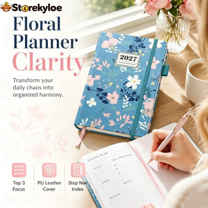 🌸📖 Elegant Floral 2027 Weekly Planner – A5 Organizer with Monthly Index Tabs & 100g Paper - Hot Sale