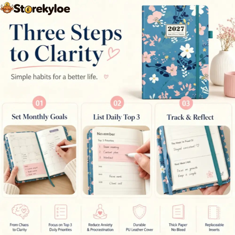 🌸📖 Elegant Floral 2027 Weekly Planner – A5 Organizer with Monthly Index Tabs & 100g Paper - Hot Sale