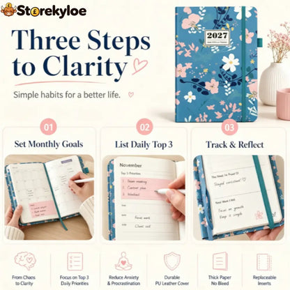 🌸📖 Elegant Floral 2027 Weekly Planner – A5 Organizer with Monthly Index Tabs & 100g Paper - Hot Sale