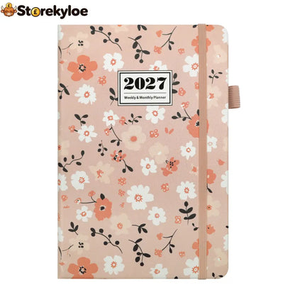 🌸📖 Elegant Floral 2027 Weekly Planner – A5 Organizer with Monthly Index Tabs & 100g Paper - Pink Sakura - Hot Sale