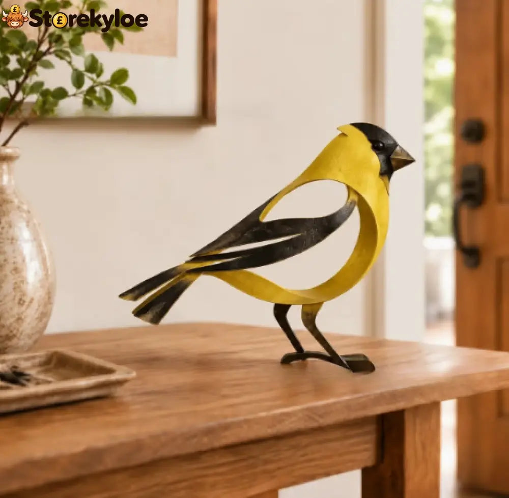 🕊️ Elegant Metal Bird Sculpture: A Little Piece of Nature for Your Favourite Corner - Yellow Finch Bird