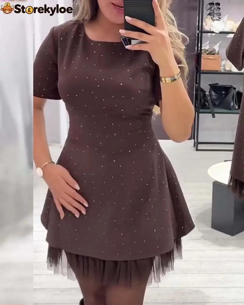 Elegant Shimmering Mesh Patchwork Dress