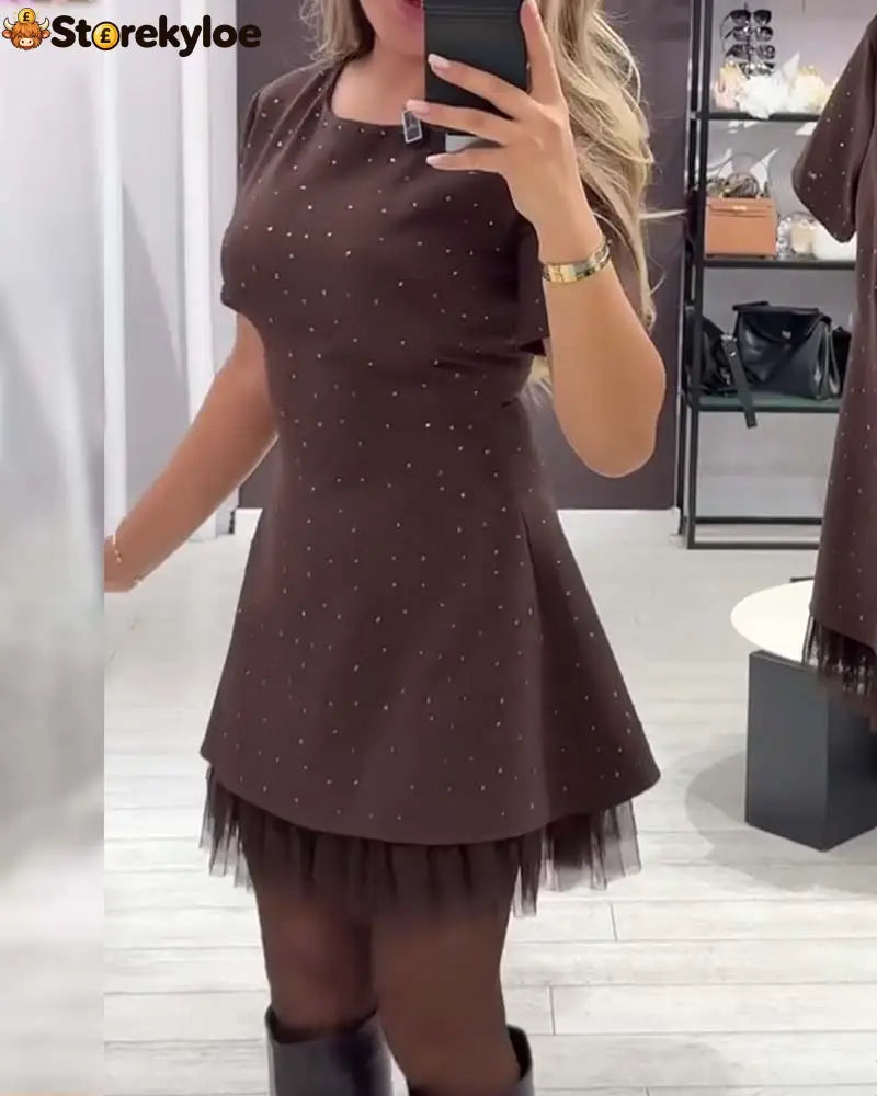 Elegant Shimmering Mesh Patchwork Dress