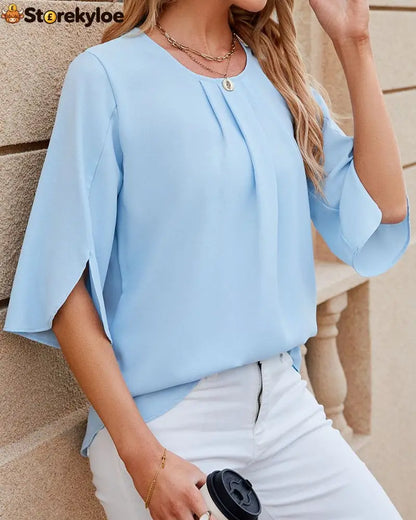 Elegant solid color Half Sleeve Blouse