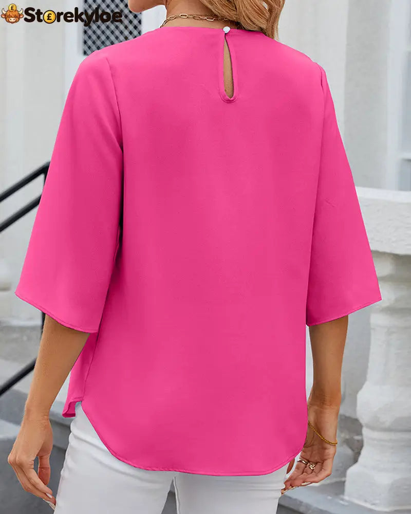 Elegant solid color Half Sleeve Blouse