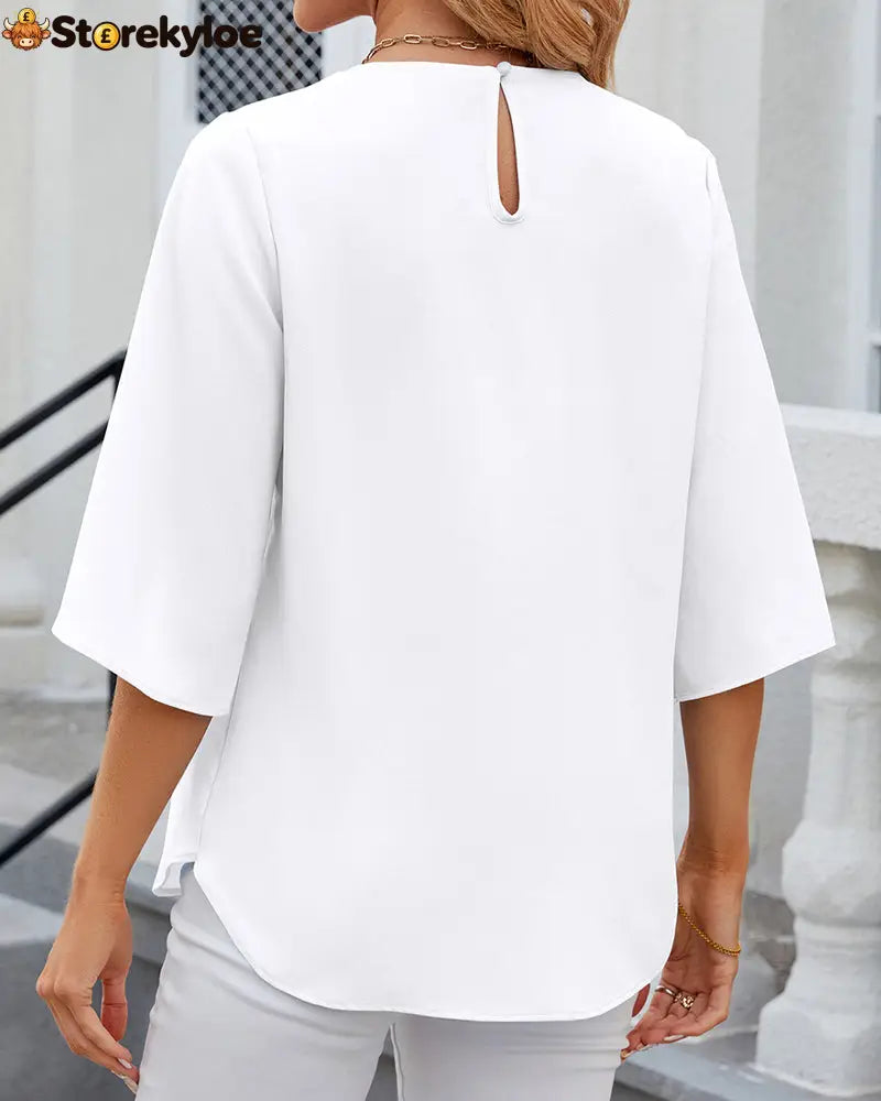 Elegant solid color Half Sleeve Blouse